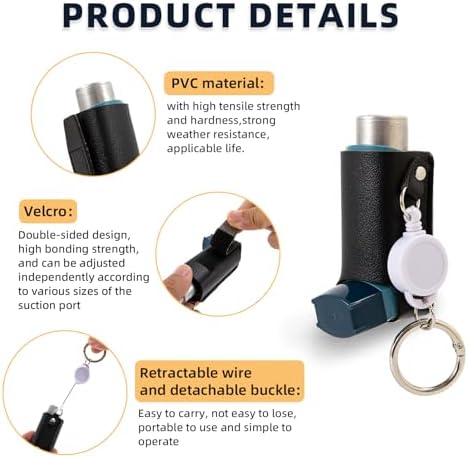 Asthma Inhaler Holder – Lightweight PU Leather Inhaler Case Keychain, Durable & Portable Asthma Keychain Holder for Adults & Kids (Inhaler Not Included) (Black)