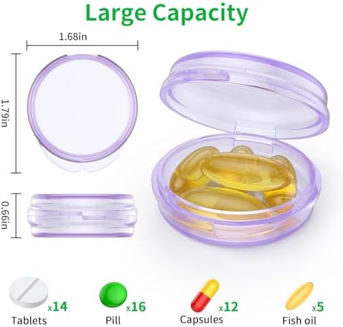 Small Pill Box, (4 Pack) Travel Pill Case Portable Daily Pill Organizer Mini Medicine Storage Container for Pocket Purse Cod Liver Oil Storage Box Earplug Case