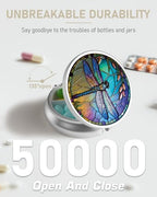 Pill Box, 3 Compartment Portable Travel Medicine Box with Mirror, Compact and Cute, Fits in Purse and Pocket, Medicine and Vitamin Organizer (Dragonfly)