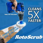 RotoScrub 7 Pack Multi-Purpose Drill Brush Kit for Cleaning Bathrooms, Showers, Tubs, Tile, Floors, Sinks, Toilets, Grout and Grime Removal, Reversible Blue and White Scrub Pads