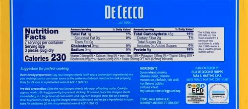 De Cecco Lasagne Pasta, 16 Oz (Pack of 2)