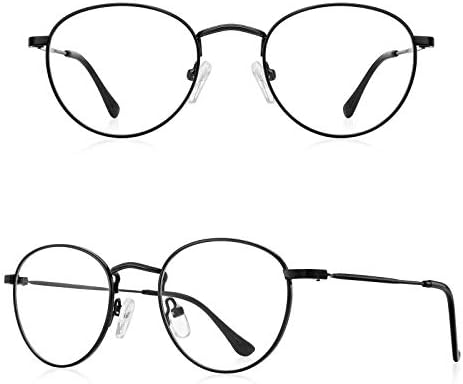 Small Metal Round Reading Glasses for Women Men Classic Vintage Retro Shades Blue Light Blocking Computer Readers