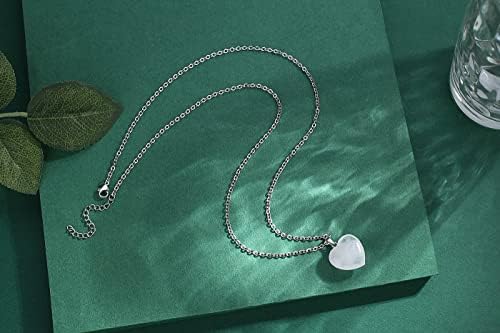 QINJIEJIE Clear Crystal Necklace Crystals Necklaces Heart Love Real Crystal Reiki Energy for Women Mothers Day Gift Christmas