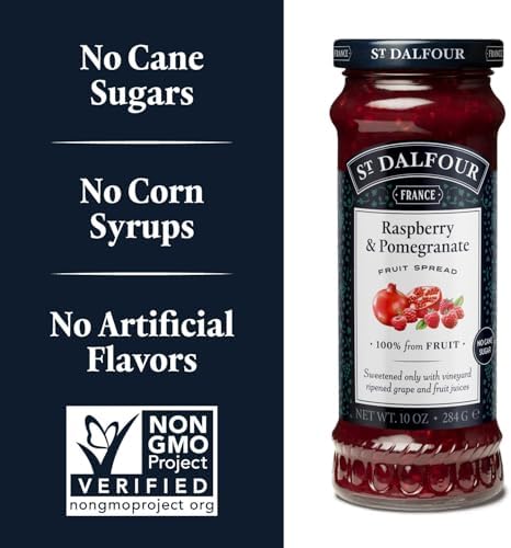 St. Dalfour Raspberry & Pomegranate Fruit Spread - 10oz - 100% from Fruit, No Artificial Ingredients, Non-GMO, No Cane Sugars, All Natural