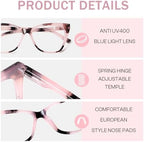 Oversized Reading Glasses for Women Stylish Cat Eye Glasses Blue Light Blocking Computer Readers with Spring Hinge