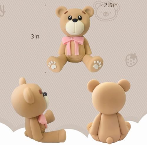 3D Bear Cake Toppers Bear Cake Decorations for Boy Girl Baby Shower Birthday Party Supplies (pink)