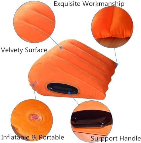 Newly Orange Triangle Wedge Pillow with Handle Inflatable Ramp Positioning for Deeper Position Support Pillow Men Women Couples Soft Portable Sofa Pillow Body Positioners Cushion Sweater Q5T7