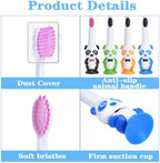 100 Pack Kids Toothbrush Bulk Soft Bristles Toddler Toothbrush with Suction Cup, Lovely Includes Travel Covers, Individually Wrapped Toothbrushes for Kid Home School Daycare Camp (Panda)