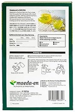 MAEDA-EN Premium Sen-cha Green Tea 10 Tea Bags Japanese Origin Green Tea Leaves Individually Wrapped Teabags 19734 1pk