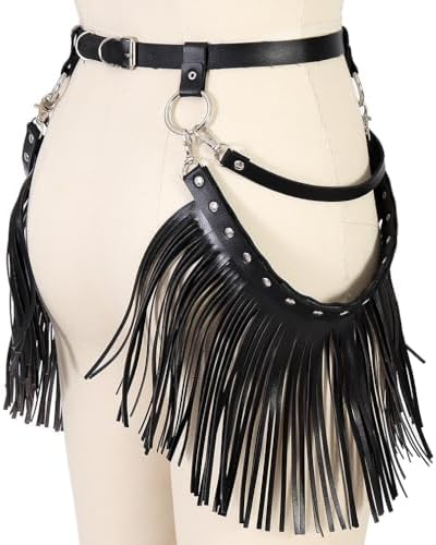 Women Punk Tassel Belt Leather Body Harness Waist Chain Gothic Caged Belt Rave Party Nightclub Costume