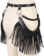 Women Punk Tassel Belt Leather Body Harness Waist Chain Gothic Caged Belt Rave Party Nightclub Costume