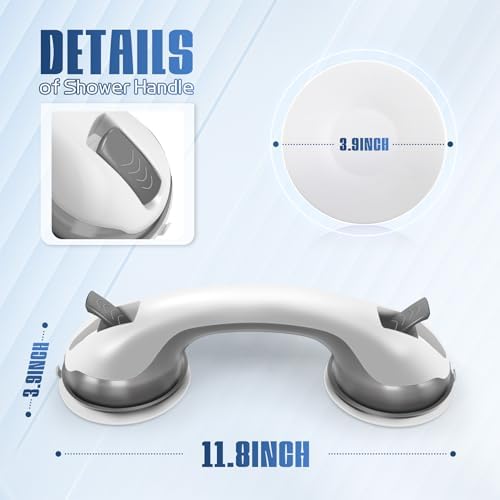 Hshbxd Grab Bars for Bathtubs and Showers, 2 Pack Shower Handles for Elderly with Strong Suction, 12 Inch Bathroom Shower Safety Bars for Seniors and Disabled for Wall