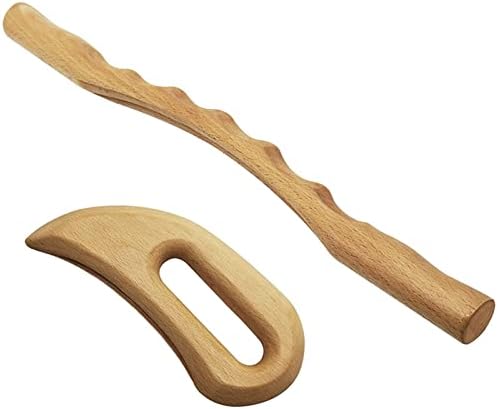 BAWHO Wooden Gua Sha Massage Tools Wood Massage Tool Includes Therapy Massage Tool Lymphatic Drainage Tool for Anti Cellulite 2Pcs/Set