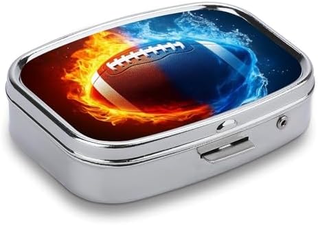 Small Pill Case Compatible with American Football On Fire for Pocket Purse, Travel Pill Organizer Pill Box Portable Medicine Organizer, Cute Pill Holder Container for Vitamin, Fish Oil