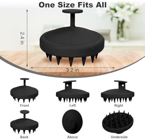 Meartchy Silicone Scalp Massager, Scalp Scrubber for Hair Growth with Soft Bristles, Scalp Exfoliator Brush Dandruff Removal Shampoo Brush for Wet Dry Scalp Care (Black)