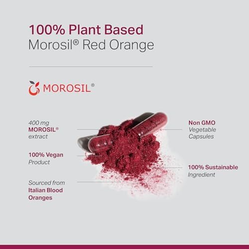 Morosil - Moro Red Orange Extract from Italy | Clinically Tested | Plant Based | Blood Orange | Non-GMO, Gluten Free, 30 Vegetable Capsules | Made in USA