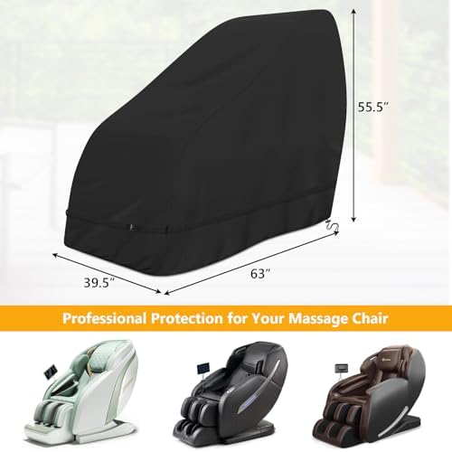 COSHNIBI Massage Chair Cover,Heavy Duty Waterproof and Dustproof Zero Gravity Massage Chair Cover for Most Brands of Full Body Shiatsu,63 x 39.5 x 55.5 Inches,Black