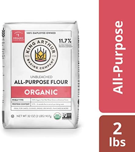 King Arthur 100% Organic All-Purpose Flour, Unbleached, 2 lb (Pack of 1) - Non-GMO Project Verified, No Preservatives
