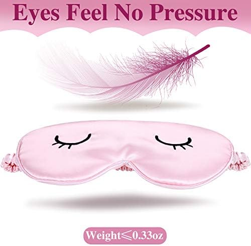 4 Pieces Sleep Eye Masks Silk Sleep Eye Cover Cute Lightweight Adjustable Eyeshade Masks Satin Night Eyeshade Covers for Women Men Travel Nap