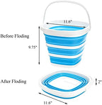 Fasmov 2 Pack Collapsible Plastic Bucket, Portable Cleaning Bucket with Handle, 2.6 Gallon (10L) Foldable Rectangular Tub for Hiking, Backpacking, Camping, Fishing, Car Wash, Gray & Blue
