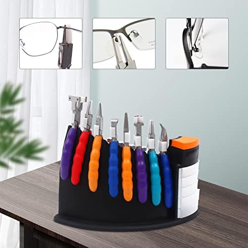 Optical Eyeglass Tool Kit Professional Glasses Repair Kit with 6 Magnetic Eyeglass Screwdrivers, 8 Eyeglass Pliers and Stand Holder, Optical Tools Eyeglass Adjustment Tools