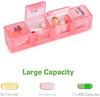 Sukuos Large Weekly Pill Organizer 7 Day (4 Times a Day), Moisture-Resistant Daily Pill Box Medicine Cases for Vitamin/Fish Oil/Supplements - Rainbow Colors