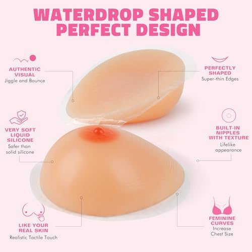 IVITA One Pair Self Adhesive Silicone Breast Forms for Mastectomy Crossdresser Prosthesis Transgender Cosplay