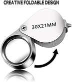 Jewelers Loupe Magnifier Pocket Foldable 30x 21mm Jewelry Eye Magnifying Glass Magnifier for Jewelers Gems Diamonds Plants Coins Stamps Antiques and More