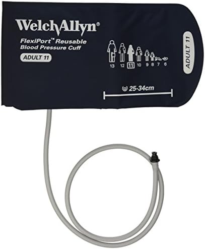 Welch Allyn REUSE-11-1TP FlexiPort Reusable Blood Pressure Cuffs with One-Tube Tri-Purpose Connectors, Adult, Size 11