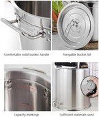 Stainless Steel Thickened Soup Pot with Lid,Food Grade Large Capacity Soup Bucket,Oil Bucket/Boiling Water Bucket/Rice Bucket Commercial,One Color-21L