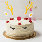 10 Sets Christmas Cake Toppers Reindeer Antlers Cupcake Toppers Set,Glitter Deer Antler Picks with Ears Nose Eyelashes, Paper Reindeer Cake Decor Gifts for Christmas Party Birthday Baby Shower