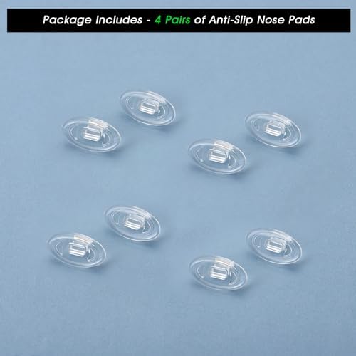 Acefrog 4 Pairs Upgraded Nose Pads for Oakley Whisker, WireTap, Half Wire 2.0, Crosshair 2.0, Square Wire 3.0; for Maui Jim Eyeglass Sunglass, Push-in Nose Piece Replacement, Anti-Slip, Clear