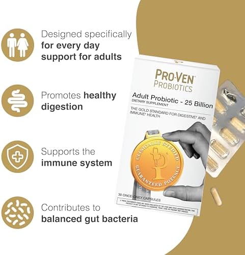 Pro-Ven Daily Probiotic for Women & Men | 25 Billion CFU with Acidophilus & Bifidus | Digestive & Immune Support | Vegetarian, Gluten-Free, Lactose-Free | 30 Capsules