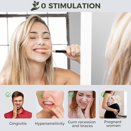 Extra Soft Toothbrushes for Adults - 3 Replaceable Natural Bamboo Tooth Brush Heads with Black Almunium Handle. Soft Bristle Braces Toothbrush. Butter on Gums Manual Toothbrush