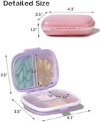 MEACOLIA 3 Pack 8 Compartments Travel Pill Organizer, Daily Pill Case Small Pill Box for Pocket Purse, Portable Pill Container Medicine Vitamin Organizer (Purple, Green, Pink)