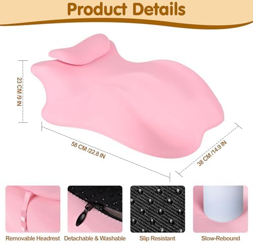 MYFAMIREA Memory Foam Ergonomic Wedge Pillow for Adults, Prone Pillow for Bed Sleeping, Reading, Memory Foam Ergonomic Cushion for Back Support, Sitting Up and Back Pain, with Removable Cover (Pink)