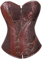 Corset Dress Skirt Tutu Set Women Steampunk Gothic Punk Bustier Pirate Costume Halloween Brown