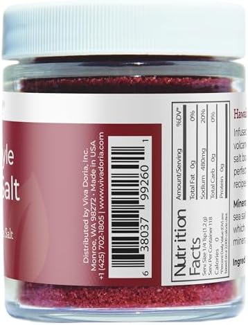 Viva Doria Hawaiian Red Alaea Sea Salt, Fine Grain, 5 Oz Glass Jar