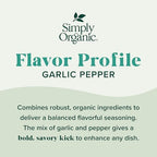 Simply Organic Garlic Pepper, 3.73 Ounce Jar, Blended with Pepper Sea Salt and Onion for Robust Flavor to any Dish