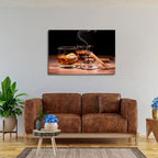 AIYISU Large Bar Wall Art Wine Wall Decor Still Life Canvas Prints Picture Retro Whisky Painting Rustic Bar Bourbon Goblet Poster Modern Artwork for Pub Restaurant Dining Room Home Decoration 32x48”