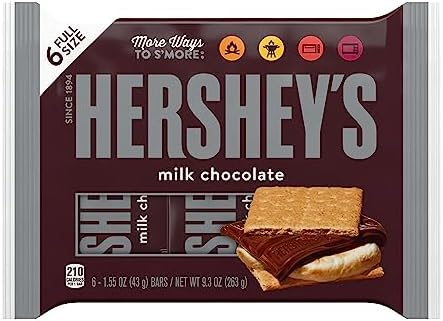 HERSHEY'S Milk Chocolate Candy Bars, 1.55 oz (6 Count)