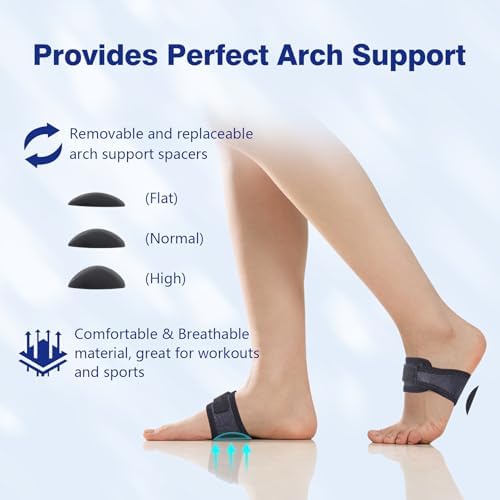 Cozyhealth Foot Arch Support Brace (1 Pair) with Gel Pads- Wrap Corrector for Flat Foot, Adjustable Plantar Fasciitis Sleeve Strap for Pain Relief, Fallen Arches, Flat Feet High and Fallen Arch Unisex