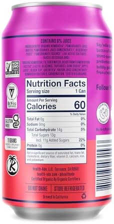 Health-Ade Pomegranate Blueberry Kombucha, Organic Drink, 12-Pack (11.5 Fl Oz Cans) - Fermented Tea with Probiotics, Detoxifying Acids, Supports Gut Health - Non-GMO, Vegan, Gluten-Free