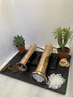 The European Authentic Greek 2-Piece Copper set: Pepper Mill Grinder 7.5" / 7.5-inch & Salt Mill 9" / 9-inch Elegant- Absolutely Exquisite Luxury Kitchen Gift Shaker 402/409