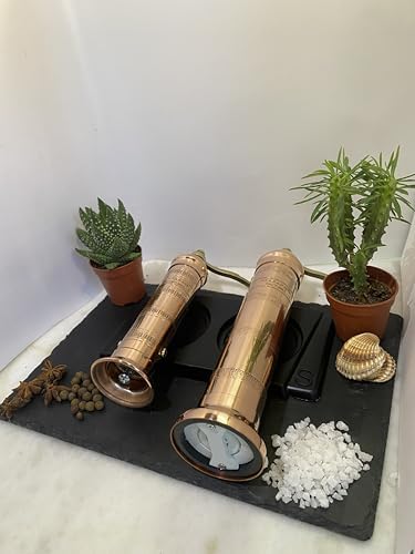 The European Authentic Greek 2-Piece Copper set: Pepper Mill Grinder 7.5" / 7.5-inch & Salt Mill 9" / 9-inch Elegant- Absolutely Exquisite Luxury Kitchen Gift Shaker 402/409