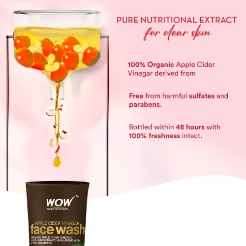 WOW Skin Science Apple Cider Vinegar Face Wash - No Parabens, Sulphate, Silicones & Color - Pack of 2 - Net Vol. 200mL