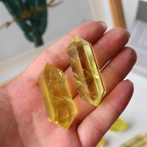 AtkitS Beautiful 1pc Natural Crystal Energy Raw Stone Brazil Lemon Yellow Citrine Crystal Double Point Tower