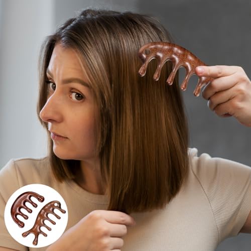 2 Pack Wooden Head Scalp Massager Comb, Scalp Massager Loc Comb Wooden Scalps Massagers Combs for Hair Growth Head Massages Tool for Scalps Meridians