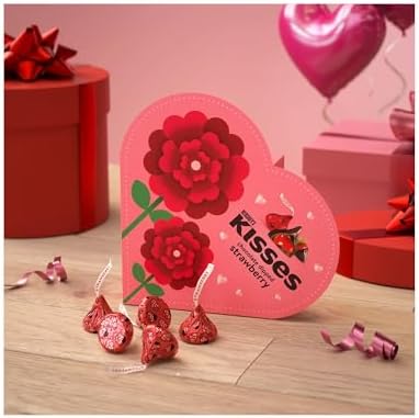 Hershey's Kisses Chocolate Dipped Strawberry - Heart Shaped Box - Strawberry Filled Kisses - Perfect for Valentine's Day and Sharing with that Special Someone