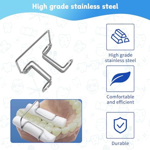 4-Pack 1MM Dental Cotton Roll Holder Clips, Autoclavable Stainless Steel Steady Grip for Dental Isolation Instruments Tools for Lab Dentist Clinics Supplies